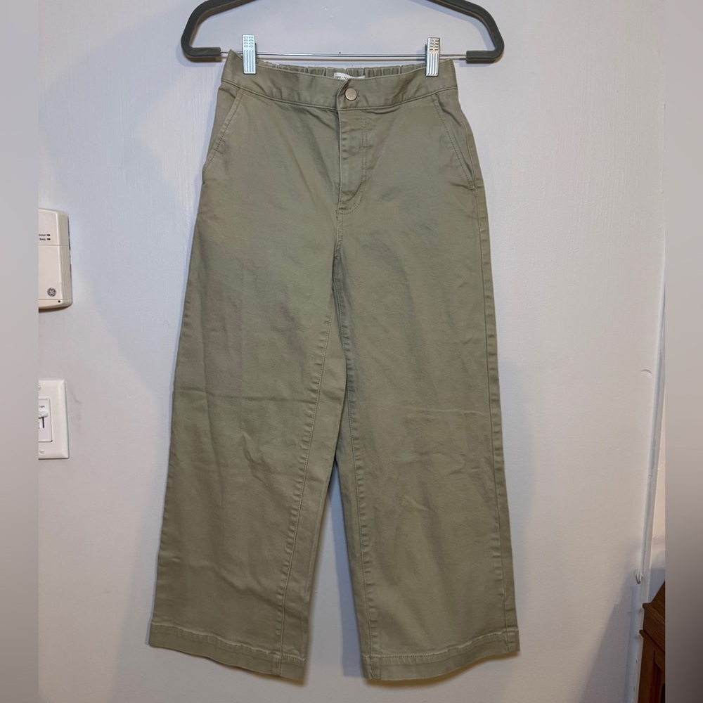 Oak + Fort CROPPED LENGTH 26" TWILL WIDE LEG PANT - Sage - S